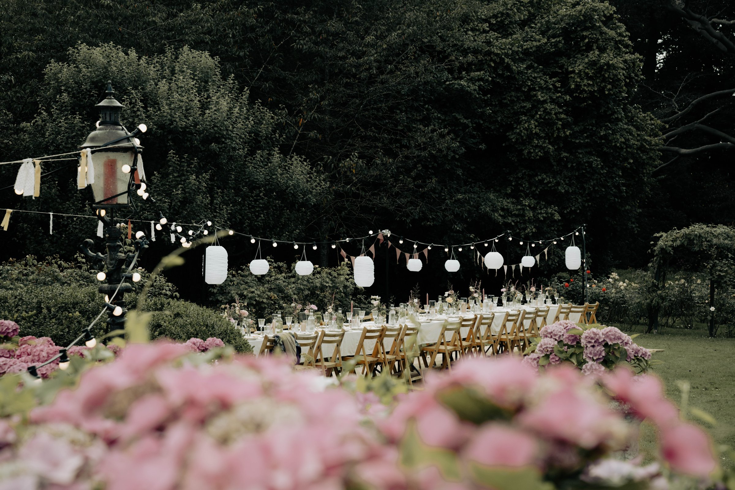 Avondbanket met hortensia's: sfeer tot in de details